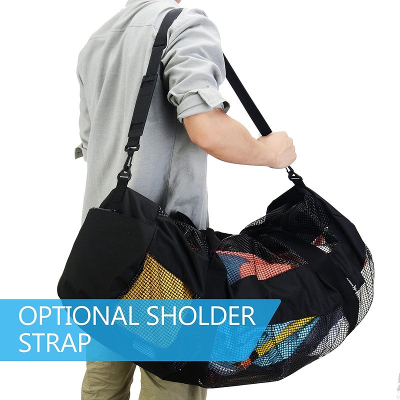 MOOCY Mesh Duffel Bag, XL Heavy Duty Beach Totes with Side Pockets and Zipper for Dive, Scuba, Diving, Snorkeling Storage | Workout, Gym, Wrestling Bag - Image 4